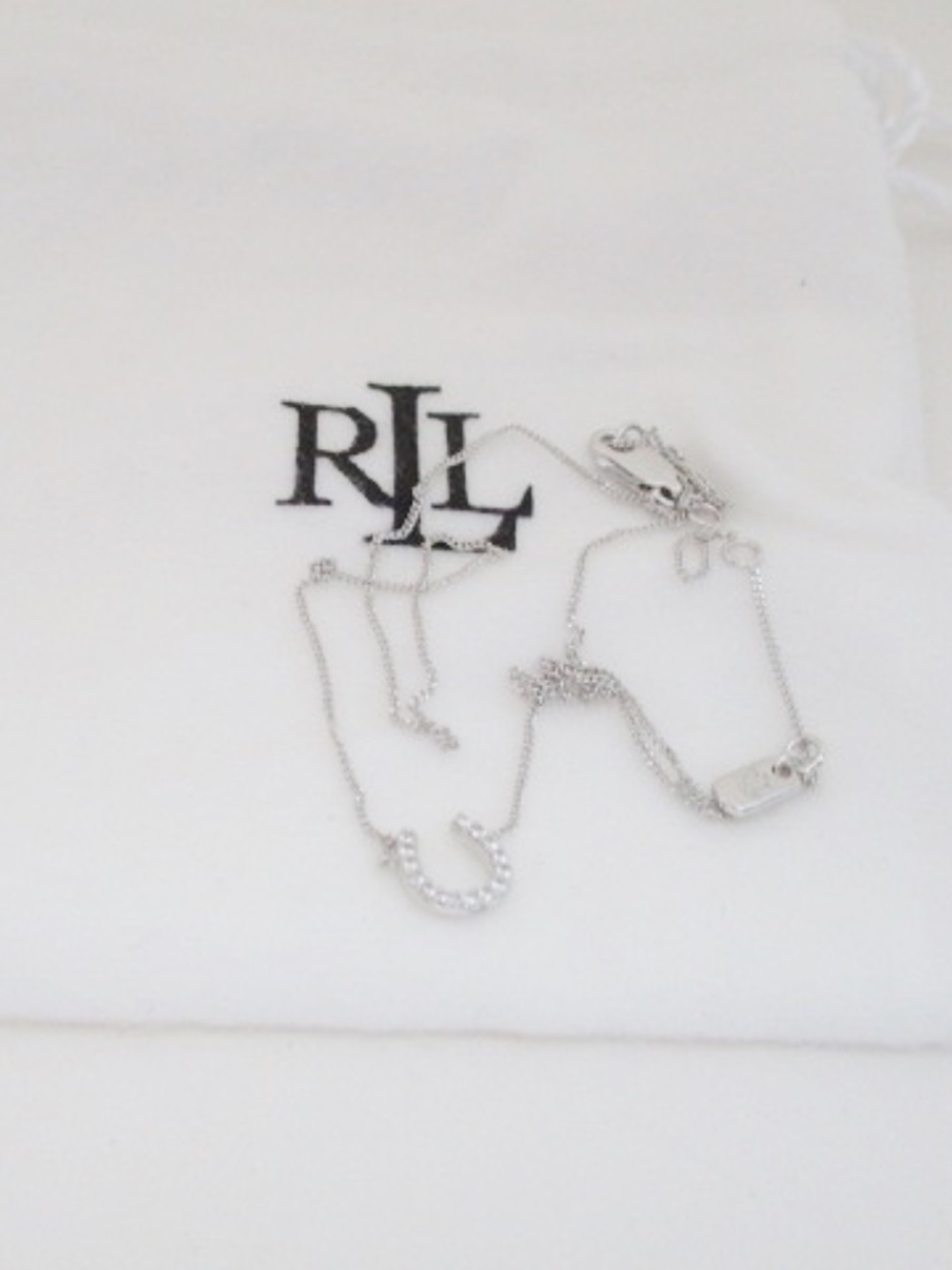 RALPH LAUREN - Cubic Zirconia Horseshoe Pendant Necklace in Sterling Silver